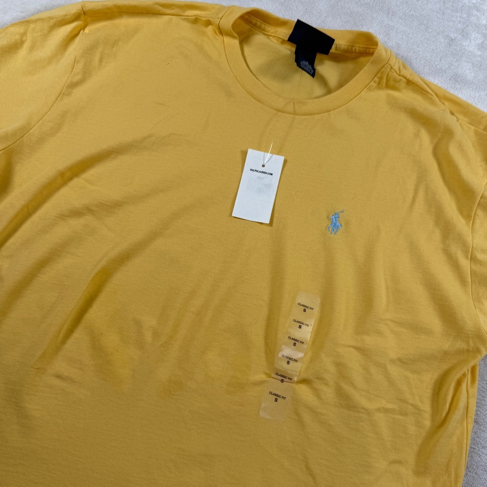 Polo‎ Ralph Lauren Mens Classic Fit Crewneck T-Shirt Yellow Blue Pony Small NWT